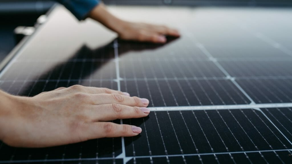 Hands on solar panel